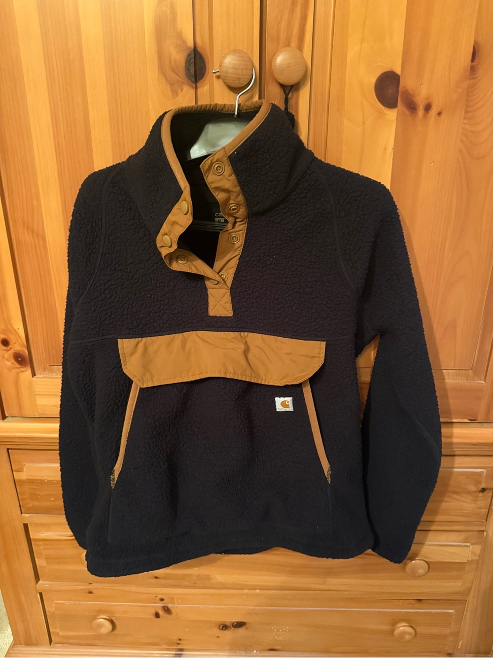 Carhartt Black Sherpa Pullover with Tan Accents